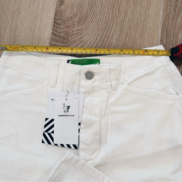 FREE PEOPLE X SANDRINE ROSE HIGH-RISE WHITE STRAIGHT LEG SIZE 24 BOHO CHIC - Picture 5 of 7